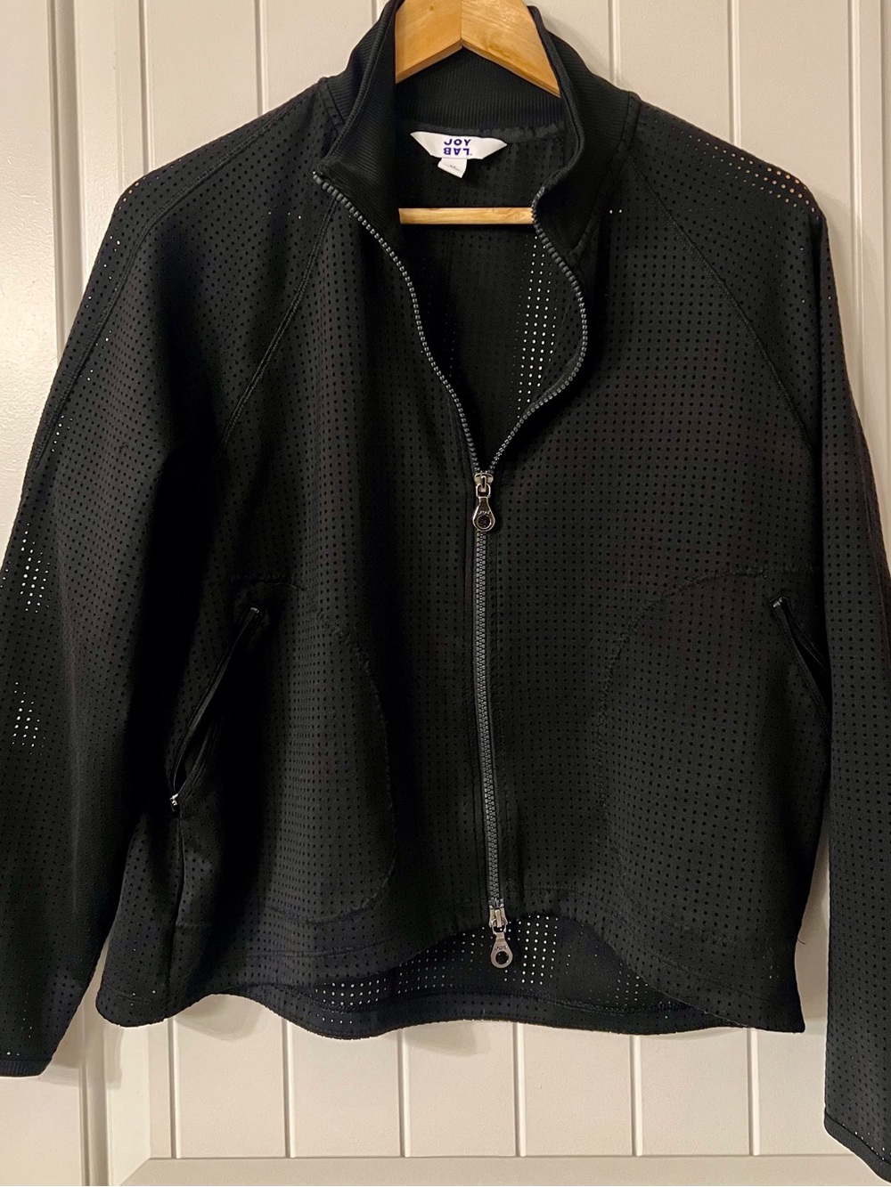 JoyLab Black Perforated Lightweight Zip Jacket